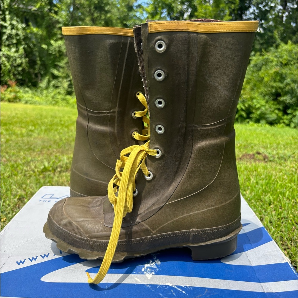 Vintage LACROSSE Rubber Hunting Boot Waterproof Olive Brown